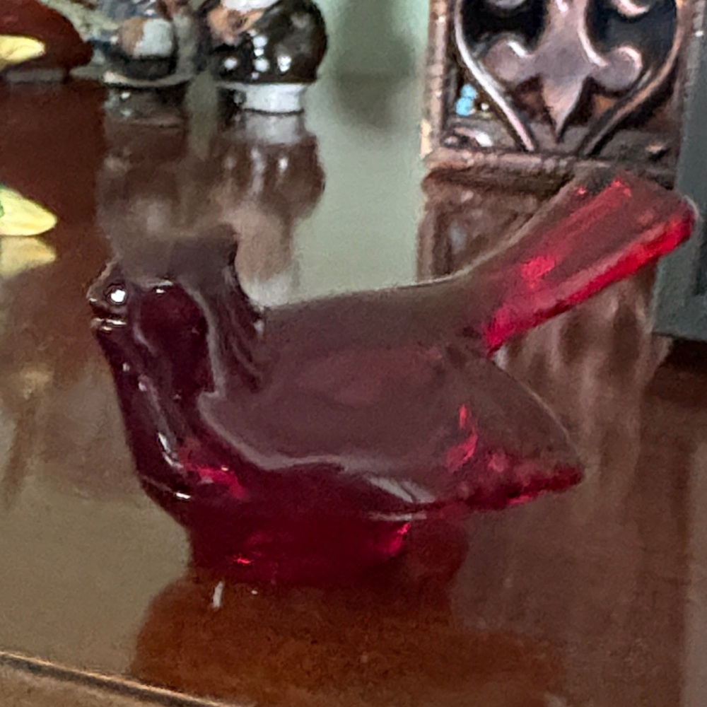 Mosser Red Glass Bird Figurine